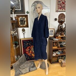 UNISEX Navy Blue Kimono-Style Cotton Bath Robe